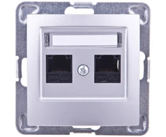Ospel Kompiuterių lizdai dvigubas RJ45 cat.5E sidabro (GPK -2Y / K / m / 18)