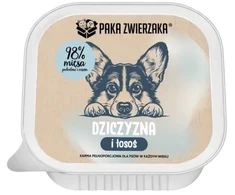 Paka Zwierzaka dziczyzna i lašiša mokra maistas šuniui tacka 150g