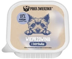 Paka Zwierzaka wieprzowina su borówką mokra maistas šuniui tacka 150g