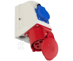 PCE CHF Combi lizdas CEE 32A 400V 3P + Z + N 230V su kabeliu Bolt IP44 9225- 6F.