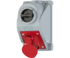PCE Fiksuotas lizdas su jungikliu Combo- Pol 32A 400V 3P + Z + N IP44 96062540 W