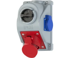PCE Kištukinis lizdas su jungikliu L- 0- P 32A 5P 400V 230V IP44 COMBO- POL (960625411W)