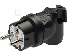 PCESP nešiojamas guminis kištukas 16A 2P+Z 230V IP44 uni-schuko kampinis PCE Taurus 05821-s juodas