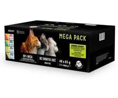 Pet Republic PETREPUBLIC Mega Pack lašiša, vištiena, Tuna, Cod, upėtakis – šlapias kačių maistas – 48x85g