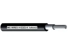 Fotovoltinis kabelis // MG Wires // 1x4mm2, 0,6/1kV juodas H1Z2Z2-K-4mm2 BK, pakuotė 50m