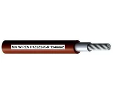 Fotovoltinis laidas // MG Wires // 1x4mm2, 0,6/1kV raudonas H1Z2Z2-K-R-4mm2 RD, pakuotė 100m