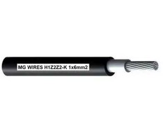 Fotovoltinis kabelis // MG Wires // 1x6mm2, 0.6/1kV juodas H1Z2Z2-K-6mm2 BK, 500m ritė