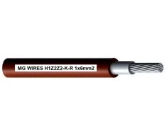Fotovoltinis laidas // MG Wires // 1x6mm2, 0,6/1kV raudonas H1Z2Z2-K-R-6mm2 RD, pakuotė 100m