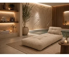 WOBA beige pouffe-mattress