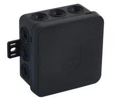 Tuščia ant paviršiaus montuojama dėžutė su 12 įvadų VIPLAST V5 click Juodas IP54 75x75x41mm 035-05
