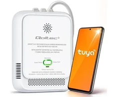 QOLTEC GAMTINIŲ DUJŲ IR ANGLIES MONOKSIDO (ČADU) NUTEKĖJIMO JUTIKLIS | TUYA | WI-FI | ALARMAS 85DB | LED