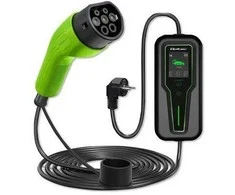 Qoltec Mobilus elektromobilių įkroviklis su 2 viename, 2 tipo reguliavimu | 3,5 kW | 230 V | LCD | Nešiojamas | Sieninis įkroviklis | 5 m