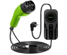 Qoltec Mobilus elektromobilių įkroviklis su 2in1 Type2 reguliavimu | SCHUKO | 3,5 kW | 230 V | LCD | Nešiojamas | Sieninis įkroviklis | 5 m
