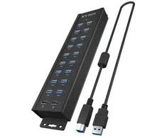 RaidSonic „Rajd Sonic“ – 20 viename USB šakotuvas su maitinimo šaltiniu, įjungimo / išjungimo mygtuku ir tvirtinimo laikikliais
