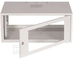 Sabaj SIMPLE 19 sieninė spinta 4Ux555x400 mm IP20 šoninės sienelės vientisos durys su RAL 7035 stiklu 19-8006SZWS-19-4U-40-DS