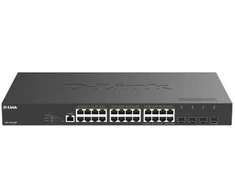Šakotuvas D-LINK Smart+ Nuclias L2+ 24 Gigabit PoE/PoE+ jungtys and 4 10 GbE SFP+ jungtys Budget PoE 375W ONVIF switch