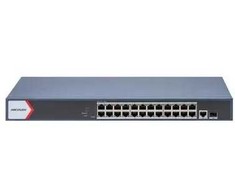 Maršrutizatorius 26 prievadų, 24 PoE prievadų komutatorius Hikvision DS-3E1526P-EI/M (valdomas, 1xSFP, 1xRJ45, 52Gbps, 230W)