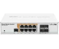 Šakotuvas „Mikrotik CRS112-8P-4S-IN“ gigabito eterneto tinklo komutatorius (10/100/1000) su PoE palaikymu Baltas