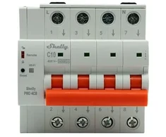 Automatinis jungiklis - Shelly Pro 4CB C10 10 A 4 polių