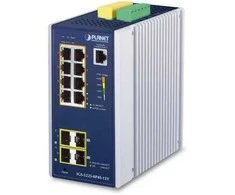 Šakotuvas PLANET Industrial 8 prievadų GE PoE+ 2*1G SFP+ 2*2,5G SFP - 8 prievadų valdomas L2+ gigabito Ethernet (10/100/1000) Maitinimas per Ethernet (PoE) Aliuminio, Mėlyna