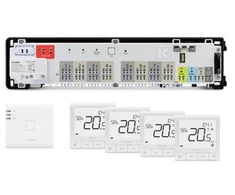 SALUS StartPack Premium RF - belaidis grindinio šildymo valdymo rinkinys su interneto valdymu: KL08RF230V, UG800, 4 x SQ610RF