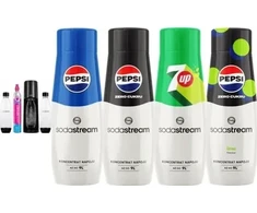 Saturator Sodastream Terra + 2 butelki + gaz Juodas + syrop Pepsi, Pepsi Zero, Pepsi Lime, 7Up