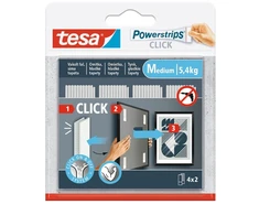 Tesa Rzep Lipnios vidinės „Velcro“ juostelės, 4 poros, 80 mm:20 mm, baltos
