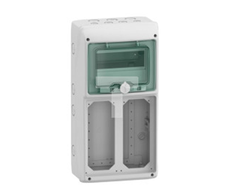 Schneider 13186 Mureva IP65 ant paviršiaus montuojamas 1x8 skirstomasis įrenginys, skirtas prijungti gMRV-1-8-NT-T/10 lizdus 2 skylės 103x225mm 13186