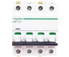 Schneider A9F04402 Grandinės pertraukiklis 4P C 2A 6kA AC iC60N-C2-4 A9F04402