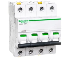 Schneider A9F04450 Grandinės pertraukiklis 4P C 50A 6kA AC iC60N-C50-4 A9F04450