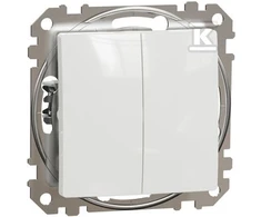 Perjungiklis SCHNEIDER SEDNA DESIGN, 2klav., baltos spalvos