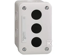 Schneider Electric XAL-E tuščia valdymo dėžutė - šviesiai pilka, 3 išpjovos, IP54, skirta XB7 O 22mm XALE3