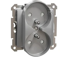 Schneider Electric Sedna Design, 2x2P+PE lizdas su langinėmis rėmų sistemai (Elements rėmams), sidabrinis aliuminis