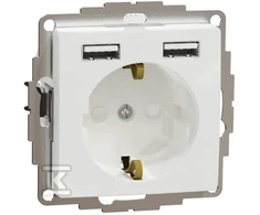 Schneider Electric Kištukinis lizdas SCHNEIDER Sedna Design, su užsklanda + 2 USB, 4A, baltas; SDD111052