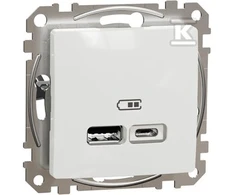 Schneider Electric Sedna Design, USB A+C 2.4A įkrovimo lizdas, baltas