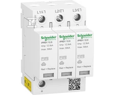 Schneider Electric Viršįtampių iškroviklis iPRD1 12.5R-T12-3 3 polių T1+T2 B+C 12.5kA su kontaktu A9L16382