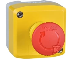 Schneider Electric Kasetė su saugos mygtuku, sukant 1R geltoną IP65 (XALK178)