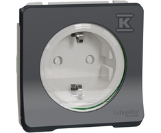 Schneider Electric Mureva Style Schuko lizdo mechanizmo varžtų gnybtai antracitas IP55 MUR36135