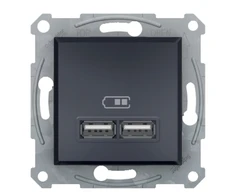 Schneider Electric Asfora Lizdas USB įkrovikliai 2.1A be rėmelio, antracitas EPH2700271