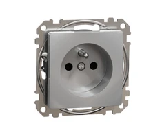 Schneider Electric Sedna Design, 2P+PE lizdas su langinėmis (besriegiai gnybtai), sidabrinis aliuminis