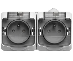 Schneider Electric Cedar Plius sandarinimo lizdas dvivietis su / U 16A IP44 pilkas (WDE000624)