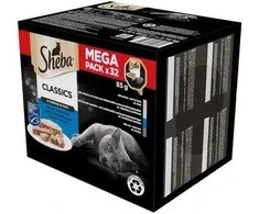 SHEBA Tray of Pate su balta žuvimi/žuvis/lašiša/Tuna – drėgnas kačių maistas – 32×85 g