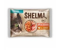 SHELMA Kitten with lašiša and kalakutiena in sauce – šlapias kačių maistas – 4x85g