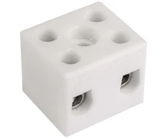 Simet 80013516 Porcelianinė srieginė jungtis 6 mm, 2 bėgeliai, balta, su 1 tvirtinimo anga CPO-10A-2P 80013516 /20 vnt./