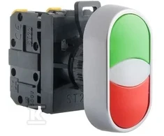Spamel Valdymo mygtukas 22mm Raudona / žalia 1Z 1R su grįžimu (ST22-2KL-11Z / C)