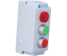Spamel 3 skylių valdymo skydelis su raudona 230V lempa - ST22K35-1