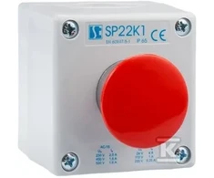 Spamel 1 skylučių grybų mygtukas raudonas 1R pilkas IP65 (SP22K1\ 04-1)