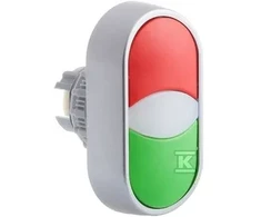 Spamel Dvigubo valdymo mygtuko pavara 22mm su spyruokliniu grąžinimu žaliai raudonai SP22-2KL-Z/C