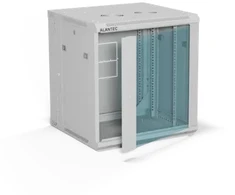 Spinta wisząca 19" 12U 600x600, dwusekcyjna, drzwi szklane jednoskrzydłowe, tył osłona pełna demontowalna, osłony boczne pełne demontowalne zamykane na klucz, 4 belki, spalva pilka, do samodzielnego montażu - Flat Pack, ALANTEC