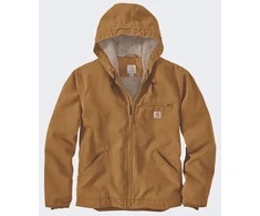 Striukė Carhartt išplautos anties audinio su Sherpa pamušalu, ruda